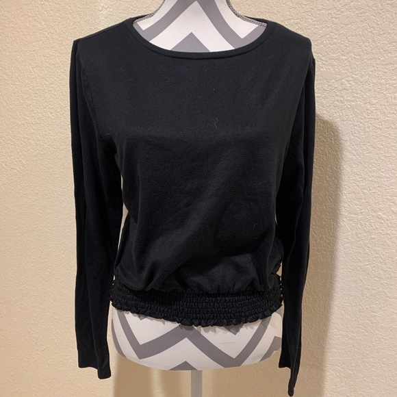 Black long sleeve top with synched waist size extra large - Picture 1 of 4